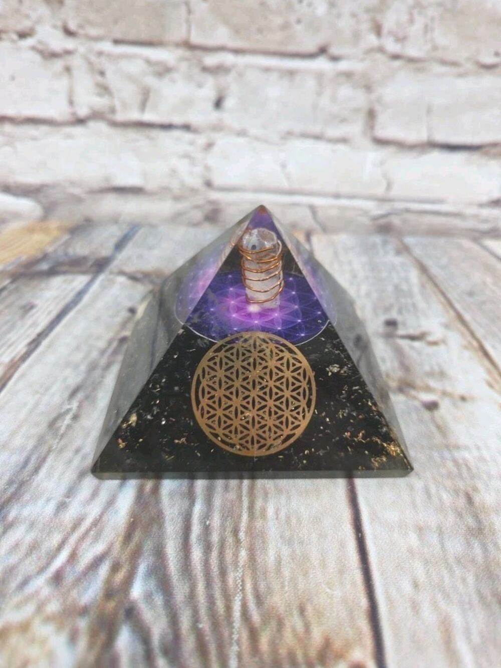 Clear Crystal Orgone Pyramid Flower If Life Crystal Pyramid Healing Stone